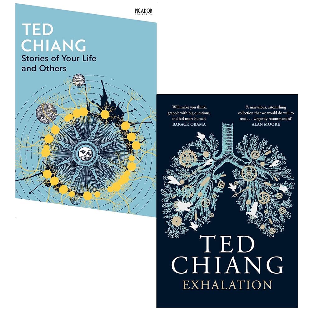 Front cover of Ted Chiang's Stories of Your Life and Others and Exhalation 2-book paperback set