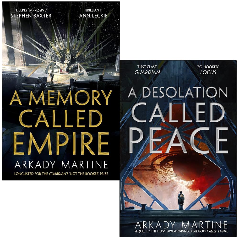 Front covers of the Teixcalaan Series 2 Books Collection Set by Arkady Martine, paperback edition