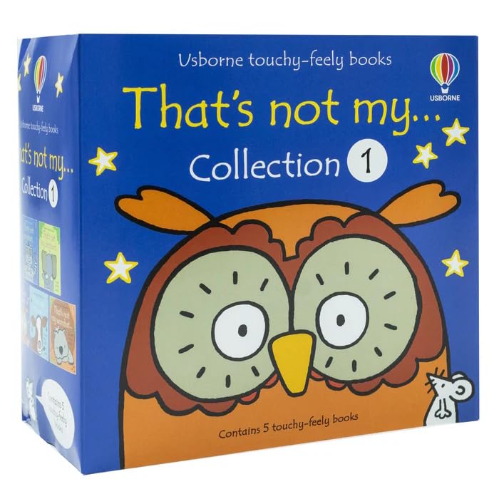 That's Not My Collection 1 by Fiona Watt - front cover of the 5-book board book set showing Robot, Wombat, Owl, Elephant, and Cow
