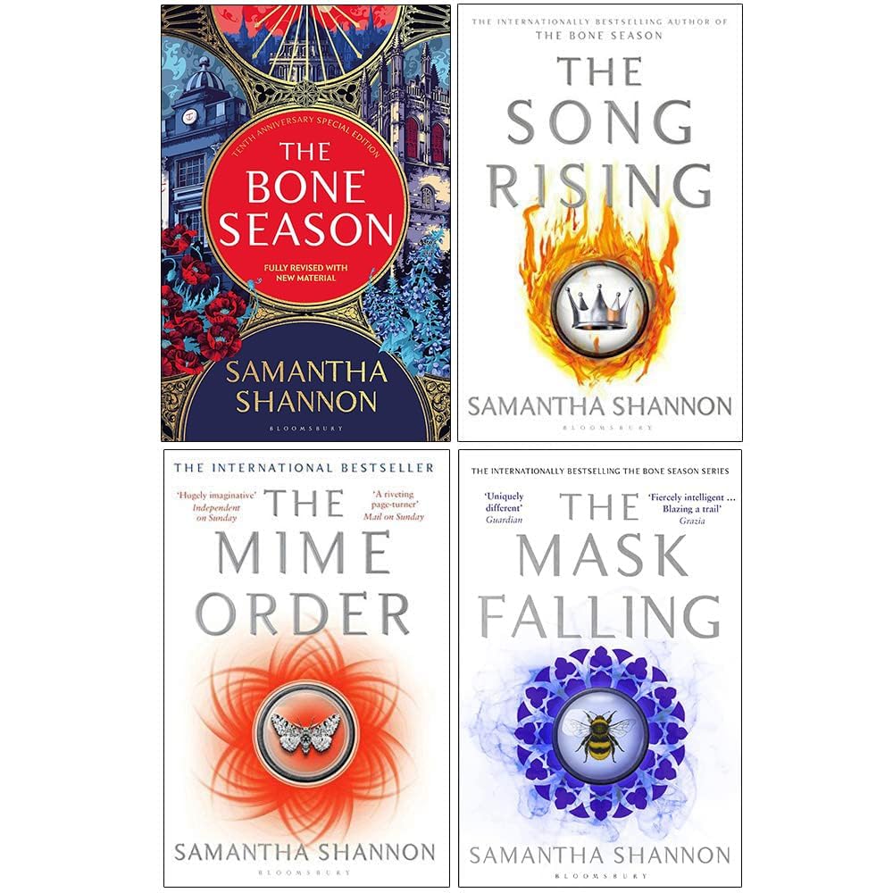 The Bone Season 4 book collection set by Samantha Shannon, front covers of all four paperback books shown together.