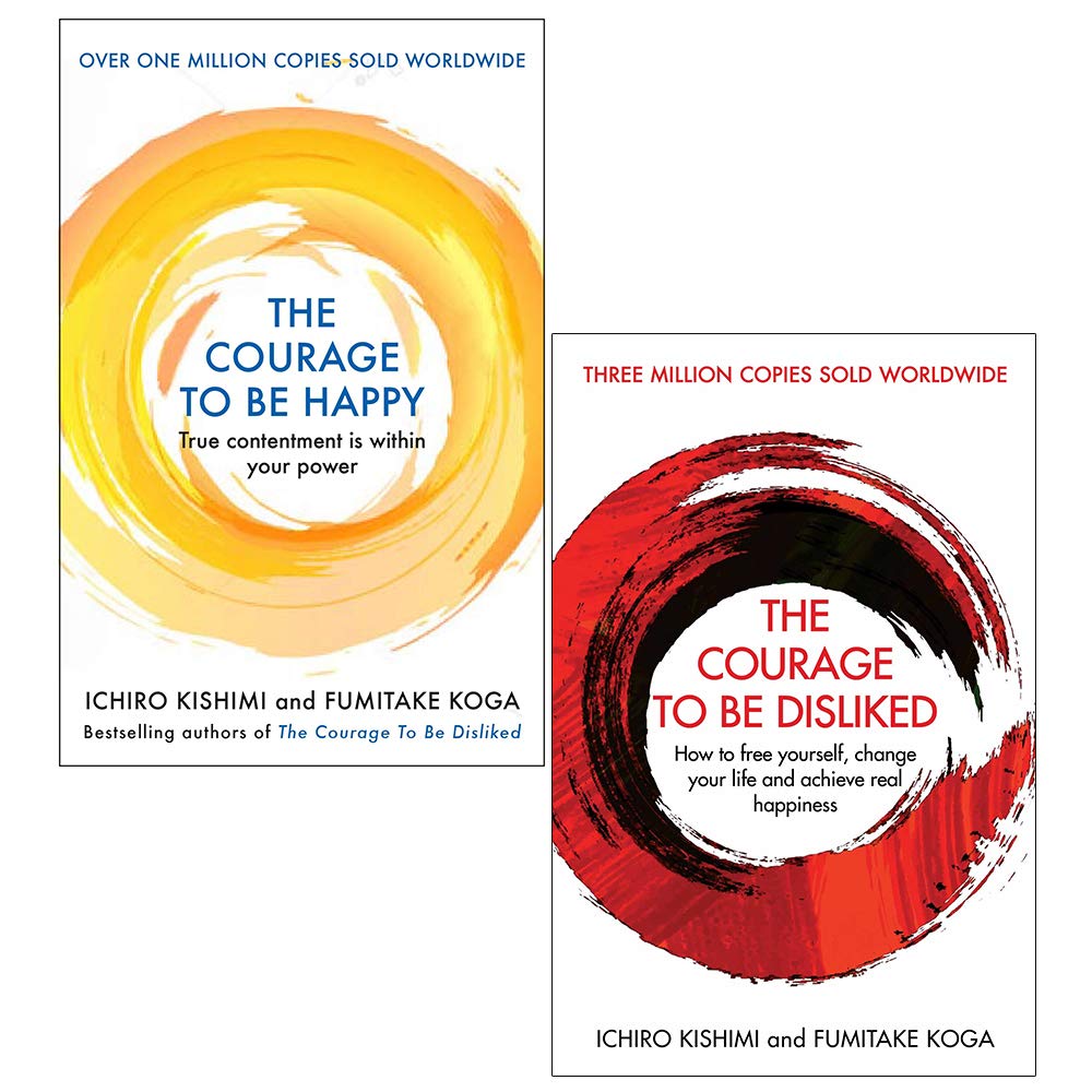 The Courage to be Disliked and The Courage to be Happy 2-book set front covers by Ichiro Kishimi and Fumitake Koga