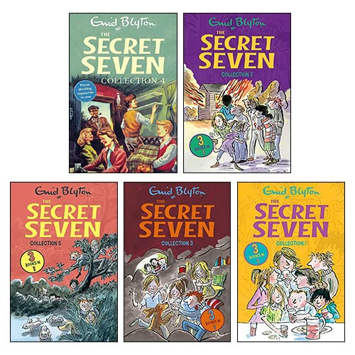 The Secret Seven 5 Books Collection Set by Enid Blyton - front cover of the paperback boxed set, ages 6-8