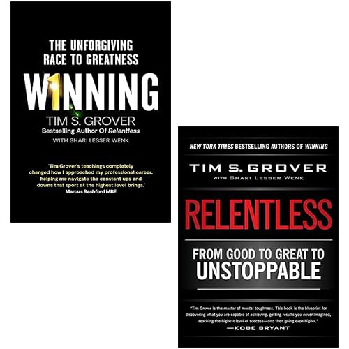 Winning and Relentless by Tim S. Grover 2 book paperback collection set, front cover of Winning: The Unforgiving Race to Greatness