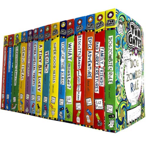 Tom Gates Series by Liz Pichon 15 Books Collection Set paperback box set front cover artwork, ages 9-12