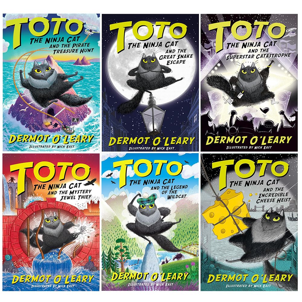 Toto the Ninja Cat 6 Books Collection Set by Dermot O'Leary, front cover of the paperback box set