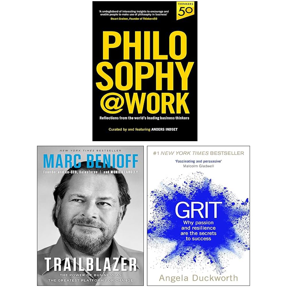 Front covers of the Trailblazer, Philosophy@Work, and Grit 3-book nonfiction collection set