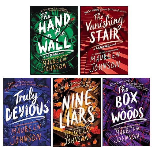 Truly Devious 5 book paperback collection set by Maureen Johnson - front cover of full set