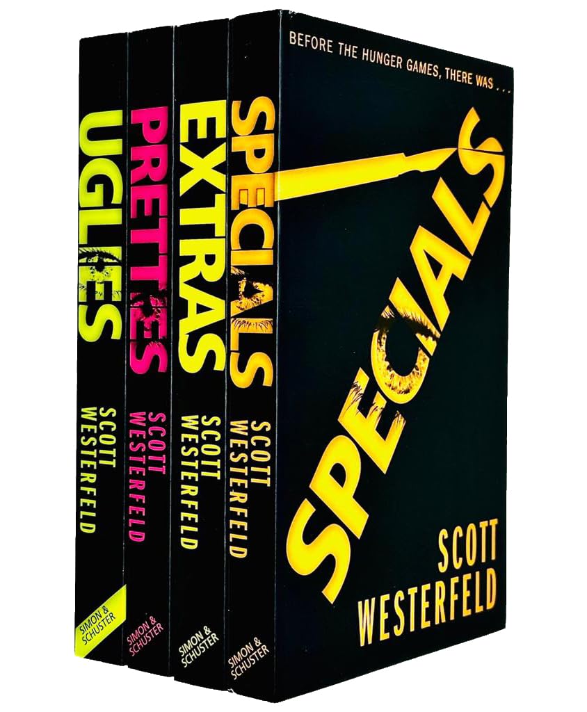 Front covers of the Uglies Series 4 Books Collection Set by Scott Westerfeld, brand-new paperback YA dystopian set