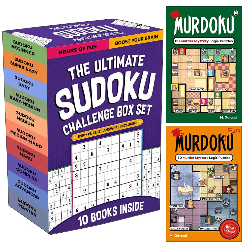 Front cover of The Ultimate Sudoku Challenge 10 book paperback box set featuring Murdoku Volume 1 and 2