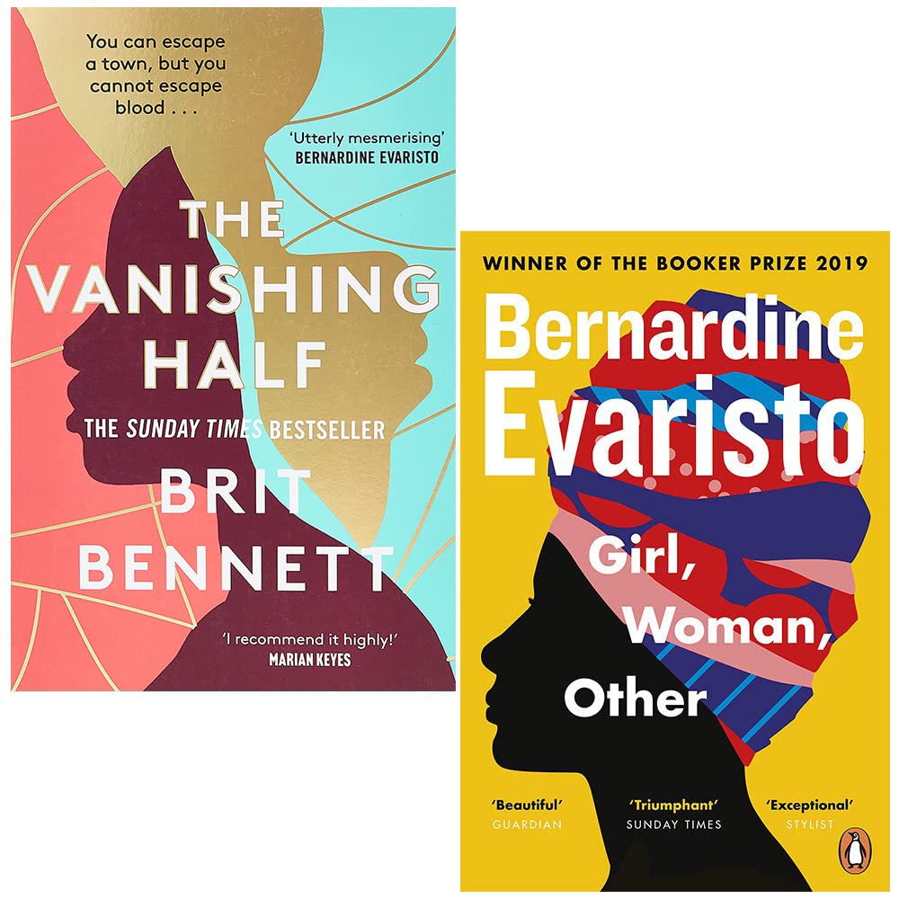The Vanishing Half by Brit Bennett and Girl, Woman, Other by Bernardine Evaristo paperback 2 book set front cover