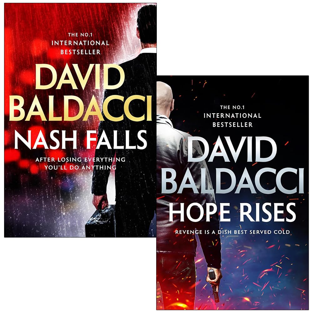 Front covers of Walter Nash Series 2 Books Collection Set by David Baldacci, Nash Falls and Hope Rises paperback thrillers