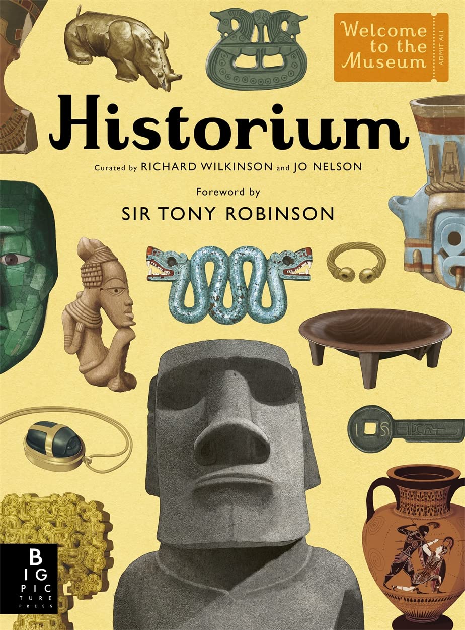 Historium by Jo Nelson, Welcome to the Museum series, hardcover front cover showing illustrated artifact gallery design