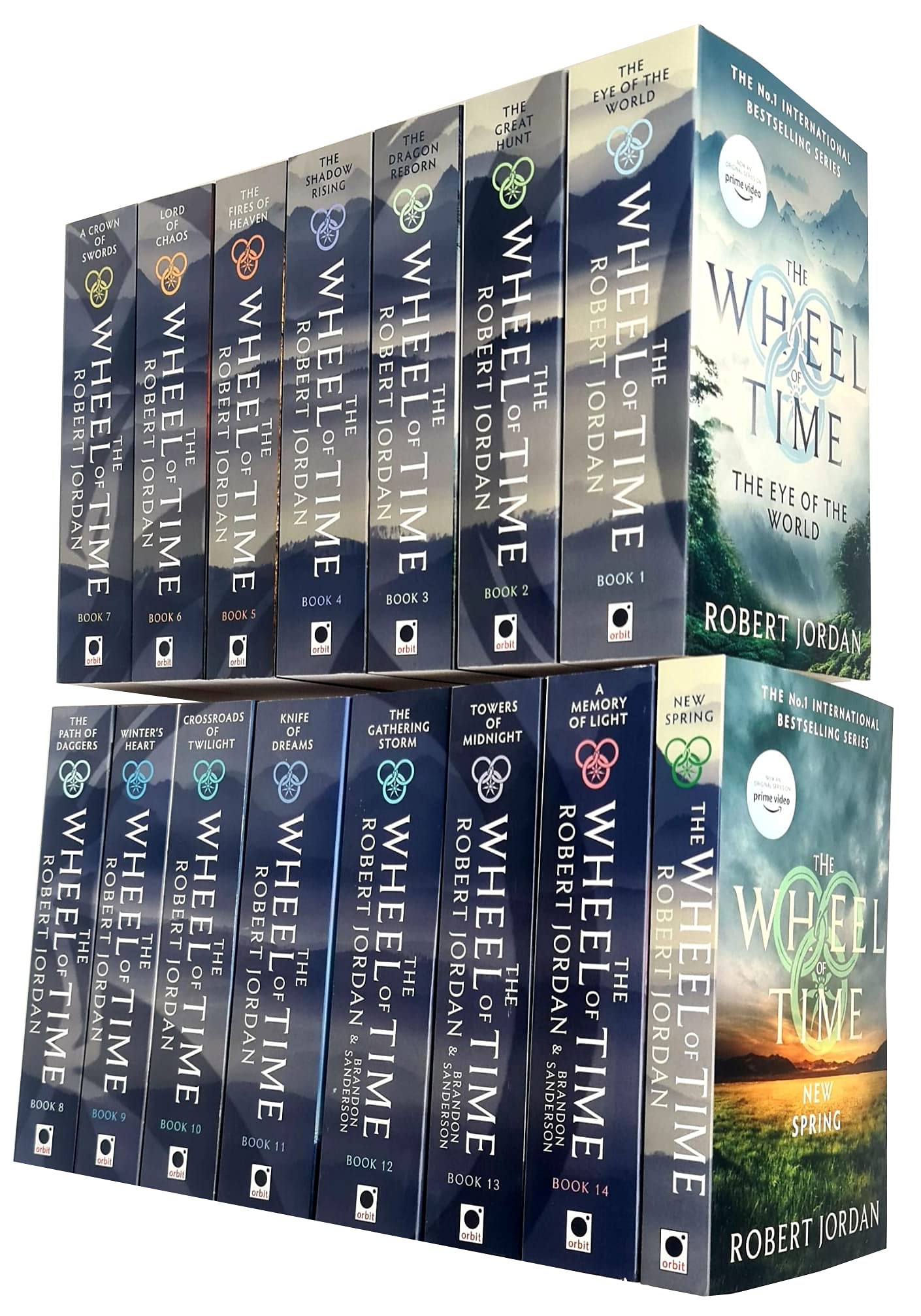 The Wheel of Time by Robert Jordan 14 Books Collection Set paperback - front cover of the complete box set
