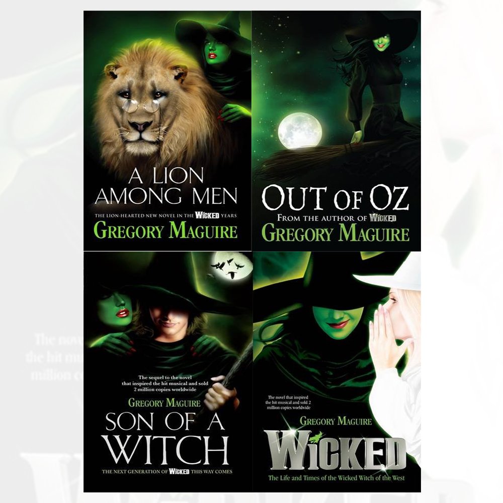 Front cover view of the Wicked Years Series 4-book paperback collection set by Gregory Maguire, featuring Wicked, Son of a Witch, A Lion Among Men, and Out of Oz.