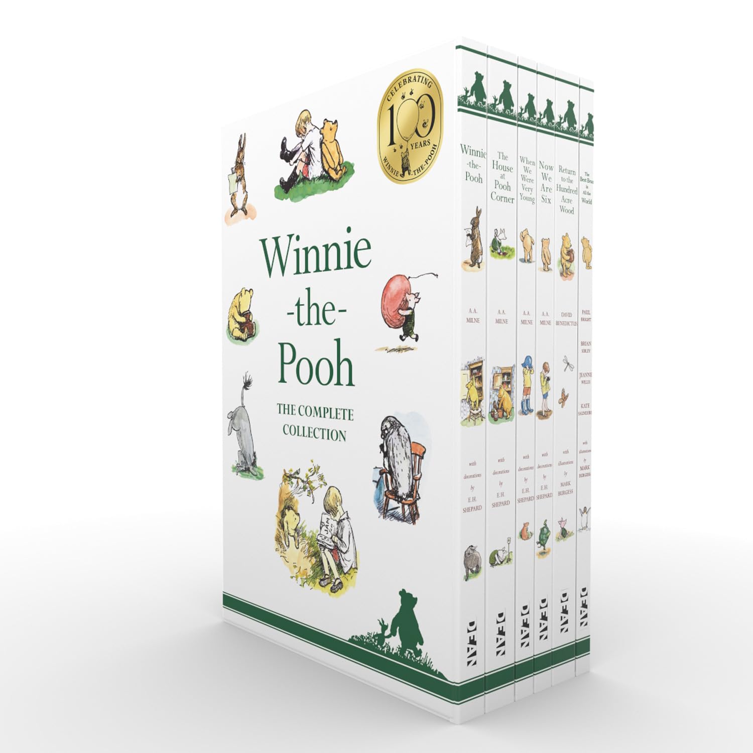 Winnie-the-Pooh Complete Collection 6-book paperback slipcase set by A.A. Milne, front cover of boxed set, ages 7-9