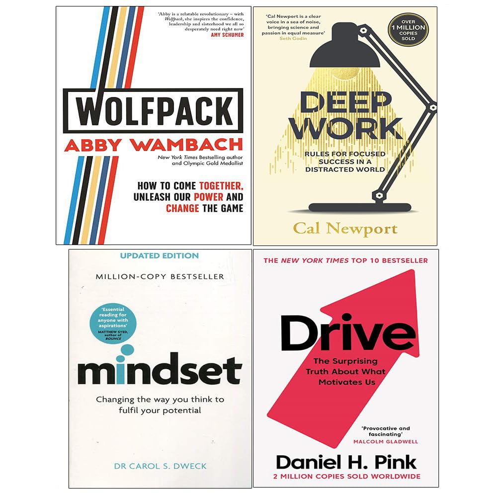 Wolfpack, Deep Work, Mindset and Drive 4 Books Collection Set paperback - front cover of Wolfpack by Abby Wambach