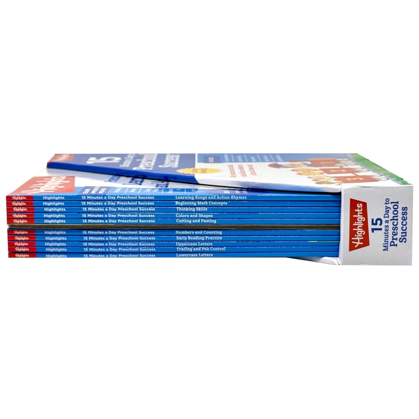 Highlights preschool workbook set showing Beginning Math Concepts and Numbers and Counting covers side by side