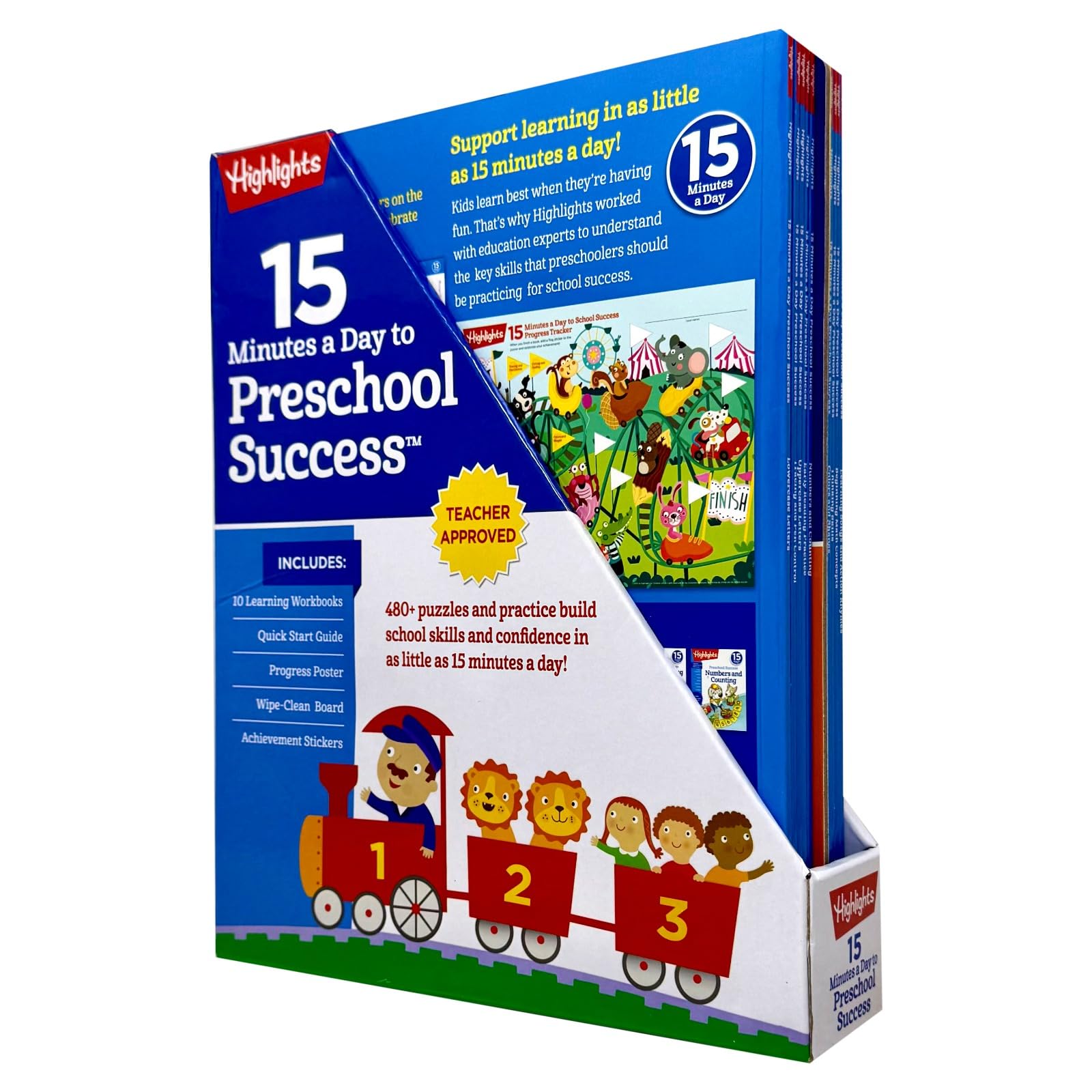 Colors and Shapes and Cutting and Pasting workbook covers from the Highlights preschool success set
