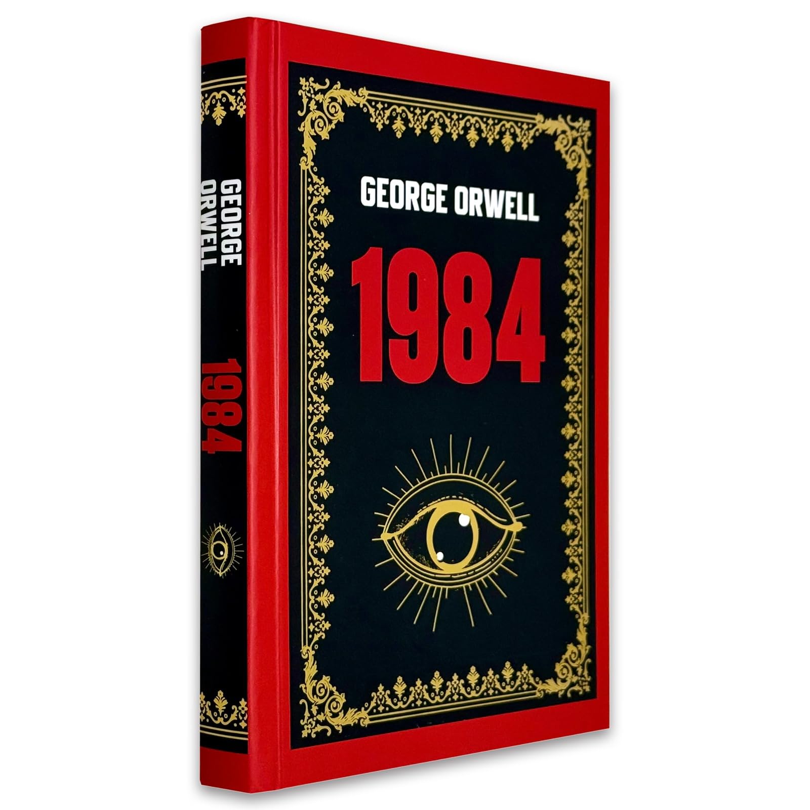 Close-up of the colorful sprayed edges on the 1984 George Orwell deluxe hardcover collector's edition