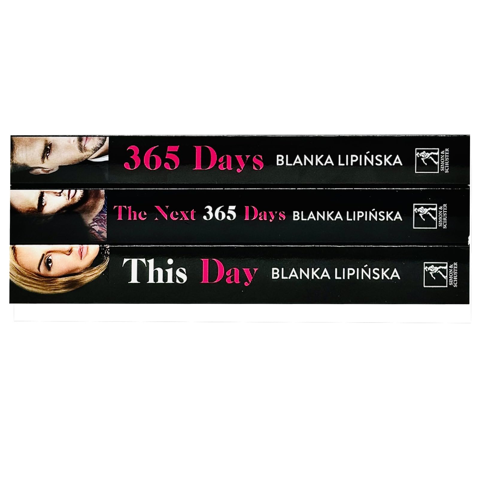 Full set of three paperback books from the 365 Days Series by Blanka Lipinska fanned out showing all covers