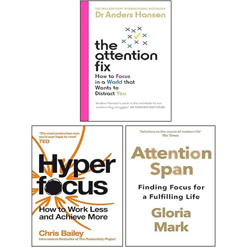 Dr. Anders Hansen's Attention Fix 3-book collection set in paperback, showcasing cover designs and titles.