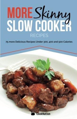 The Skinny Slow Cooker Recipe Books Collection paperback by Bell & Mackenzie Publishing, featuring colorful recipe pages.