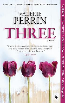 Valérie Perrin 3 Books Collection Set featuring "Three," "Fresh Water for Flowers," and "Forgotten on Sunday" paperback editions.