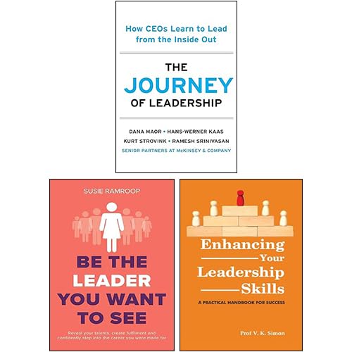 Leadership by Various Authors paperback book collection set on a table, featuring three books with diverse covers.