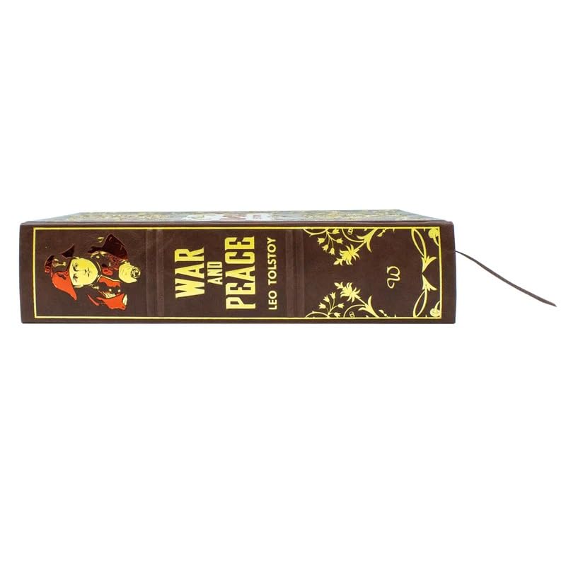 Deluxe leather-bound edition of War and Peace by Leo Tolstoy, featuring intricate cover design and hardback format.