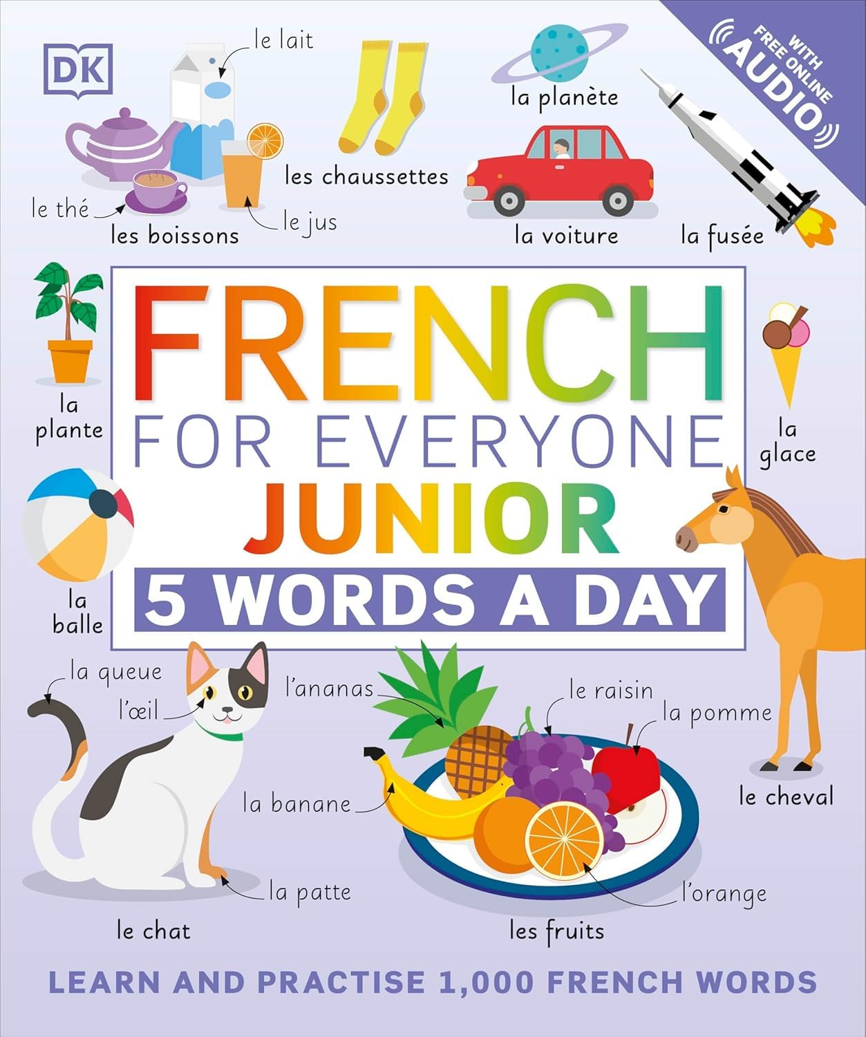 French for Everyone Junior 5 Words a Day by DK paperback - front cover close-up