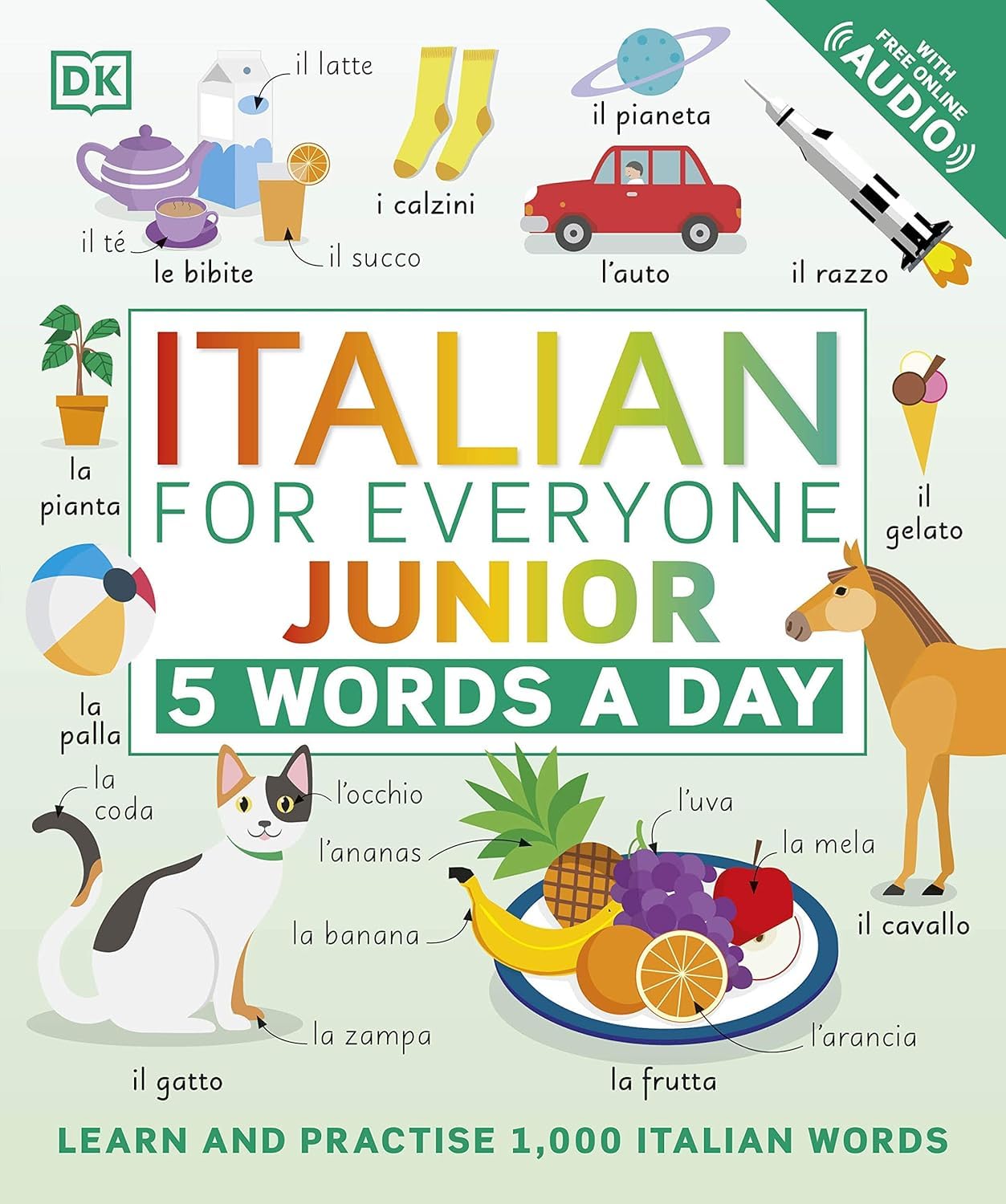 Italian and German for Everyone Junior 5 Words a Day by DK - paperback covers shown side by side