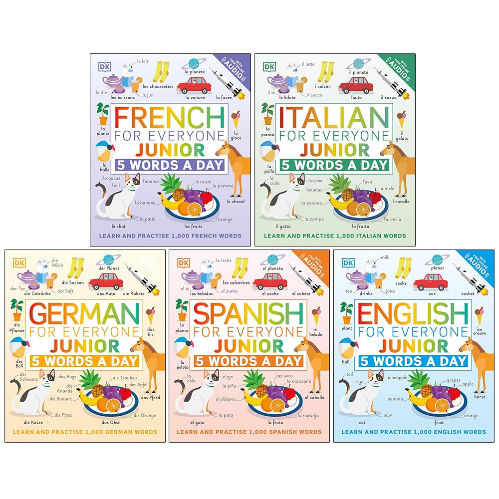 5 Words a Day Series by DK 5 Books Collection Set paperback - front cover of the full set