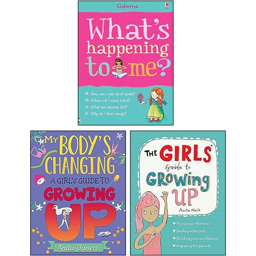 Girls Guide to Growing Up 3 Books Collection Set for ages 9-12, featuring paperback covers by Anita Naik and Wren & Rook.