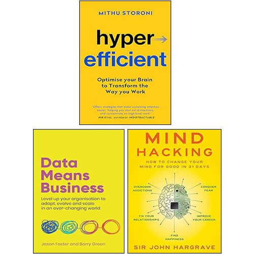 Three paperback books collection set titled "Hyperefficient Data Means Mind Hacking" by Mithu Storoni.