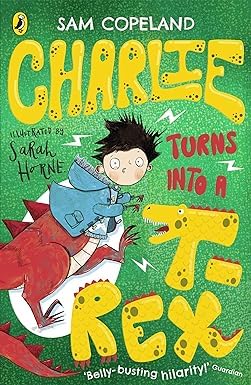 Three paperback books from the "Charlie Changes Into a Chicken" series by Sam Copeland, published by Puffin Ltd.