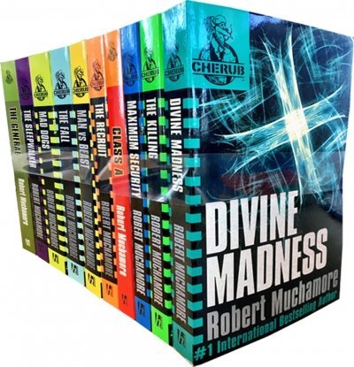 Cherub Series by Robert Muchamore, 10 paperback books collection set for young adults, featuring colorful covers.