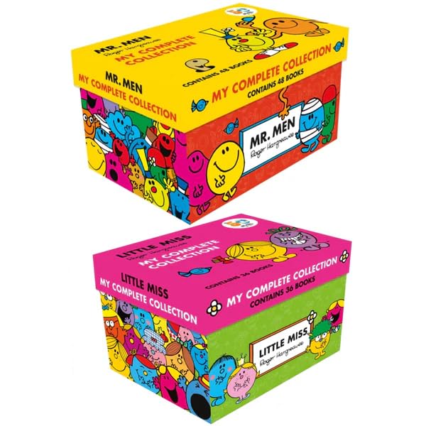 Roger Hargreaves Mr Men and Little Miss 84 book collection box set for ages 3-7 in colorful paperback format.