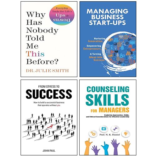 Four paperback books on management counseling by various authors, featuring titles by Julie Smith and others.