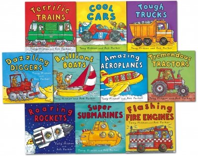 10-book collection of Amazing Machines by Tony Mitton for ages 3-7, featuring colorful paperback covers by Kingfisher.
