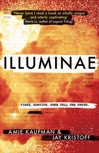Three paperback books from the Illuminae Files collection by Amie Kaufman, displayed together on a surface.