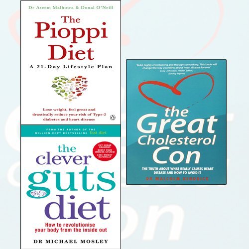Pioppi Diets 3 Books Collection Set by Aseem Malhotra, featuring non-fiction paperback covers and spine details.
