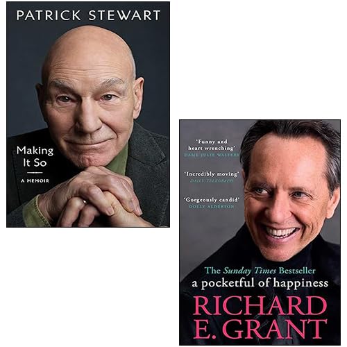 Two paperback books titled "Celebrity Memoirs" by various authors, featuring a sleek cover design in a gallery setting.
