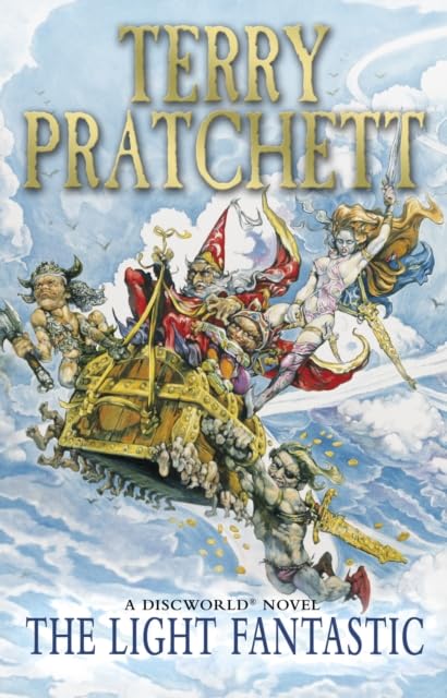 10 paperback books of the Discworld series by Terry Pratchett, featuring colorful covers and distinct artwork.