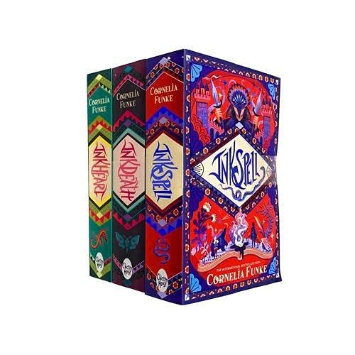 Inkheart Trilogy by Cornelia Funke, three paperback books featuring fantasy fiction cover designs.