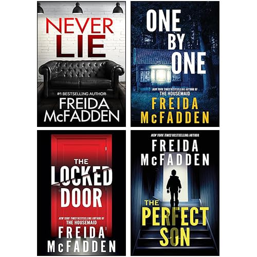 Four paperback books from the Freida McFadden Collection 4 Books Set, featuring fiction titles published by Poisoned Pen Press Ltd.