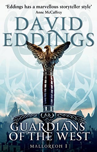 Malloreon Series by David Eddings, five paperback books with distinct covers displayed on a flat surface.