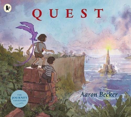 Three paperback Journey Trilogy books by Aaron Becker for ages 4-8, featuring colorful covers and illustrations from the collection.