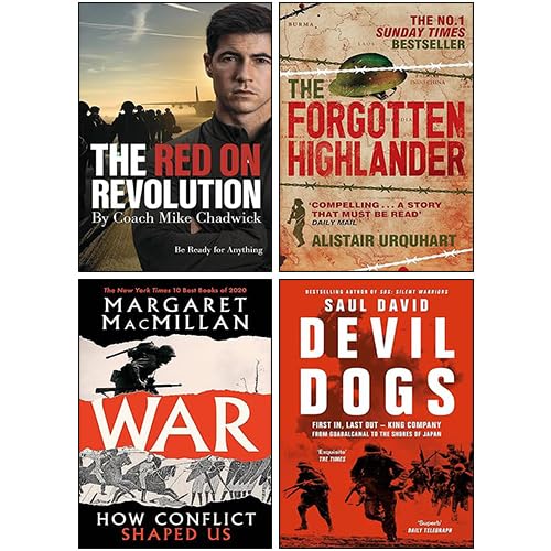 Four paperback books from the "Devil Dogs" collection by Alistair Urquhart, showcasing various authors and non-fiction content.