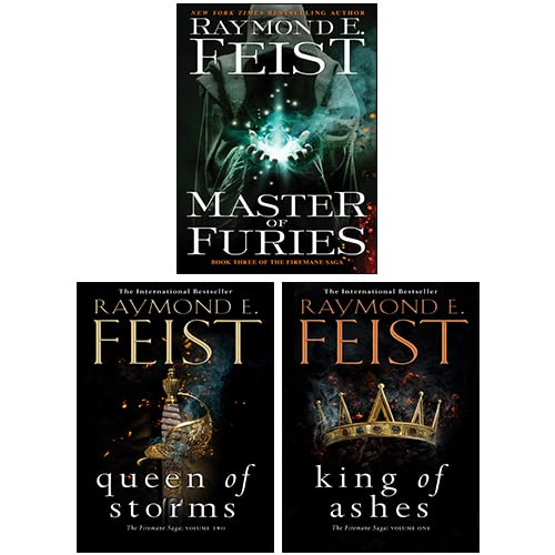 The Firemane Saga by Raymond E. Feist, three paperback books collection set with colorful covers.