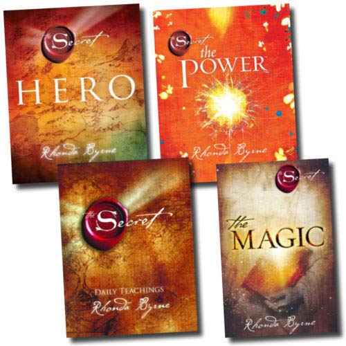 Four paperback books from the Secret Series by Rhonda Byrne, showcased in a collection set from Simon & Schuster.